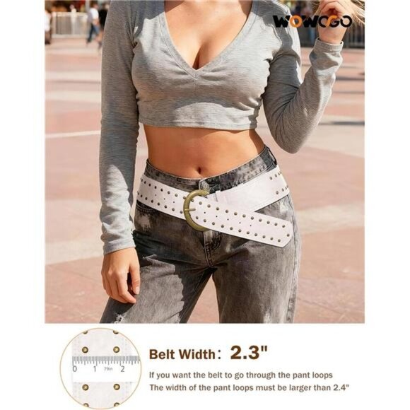 Wide Chunky Leather Belts for Women 2.3\